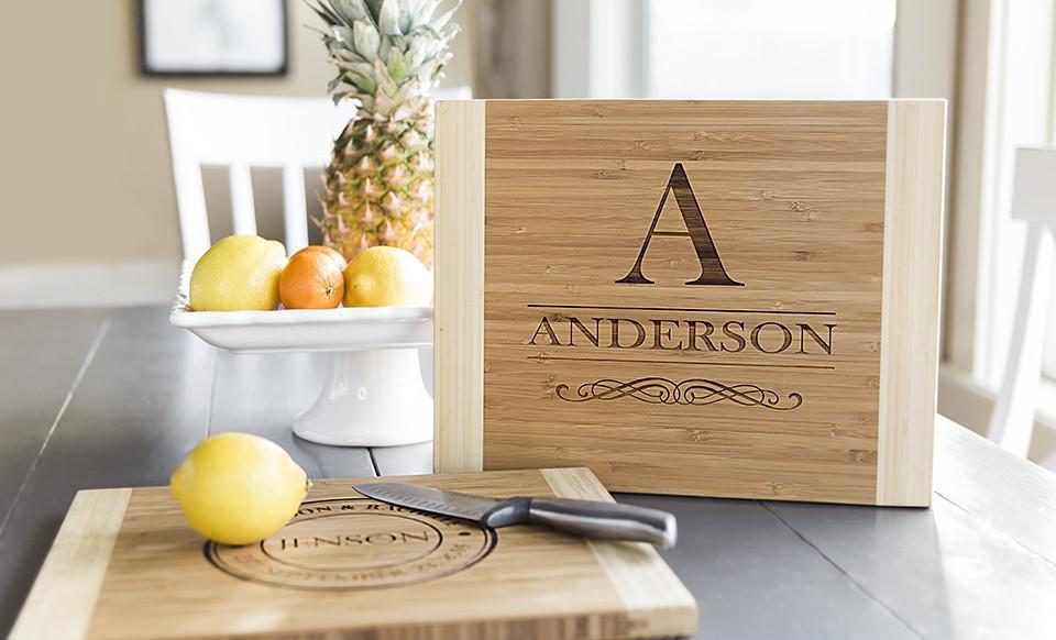 Personalized Cutting Board  Grooved Bamboo Serving Board – Qualtry