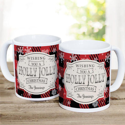 Personalized Holly Jolly White Ceramic Mug -  - Gifts For You Now