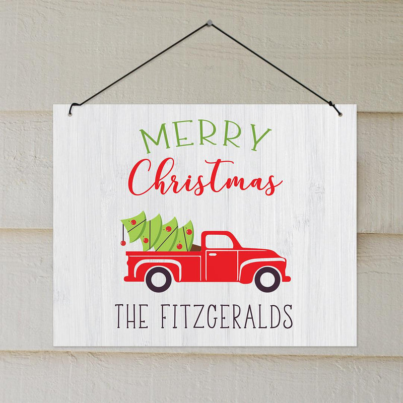 Personalized Red Truck Christmas Wall Hanger -  - Gifts For You Now