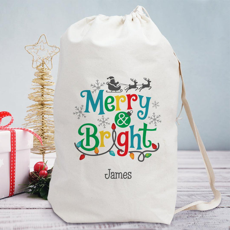 Personalized Merry and Bright Santa Sack -  - Gifts For You Now