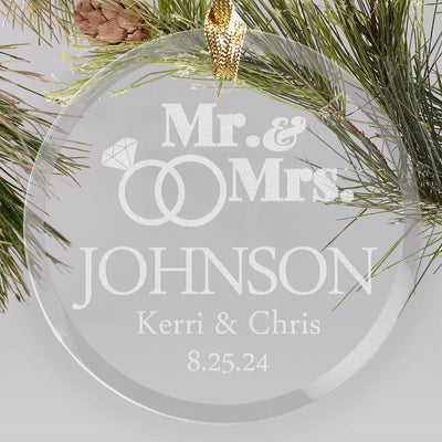 Personalized Mr and Mrs Wedding Rings Ornament -  - Gifts For You Now