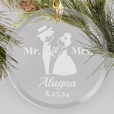 Personalized Wedding Couple Large Glass Ornament -  - Gifts For You Now