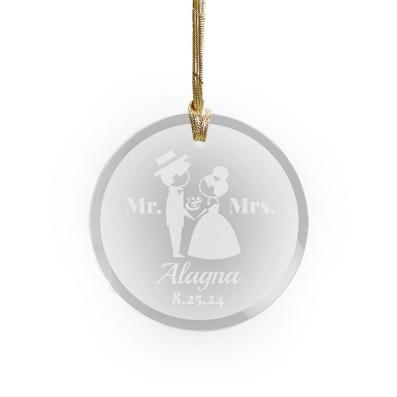 Personalized Wedding Couple Large Glass Ornament -  - Gifts For You Now