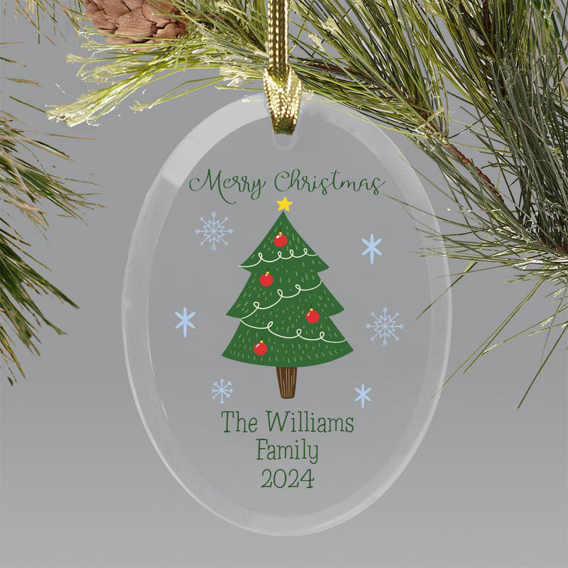 Personalized Family Name Christmas Tree Jade Glass Ornament -  - Gifts For You Now