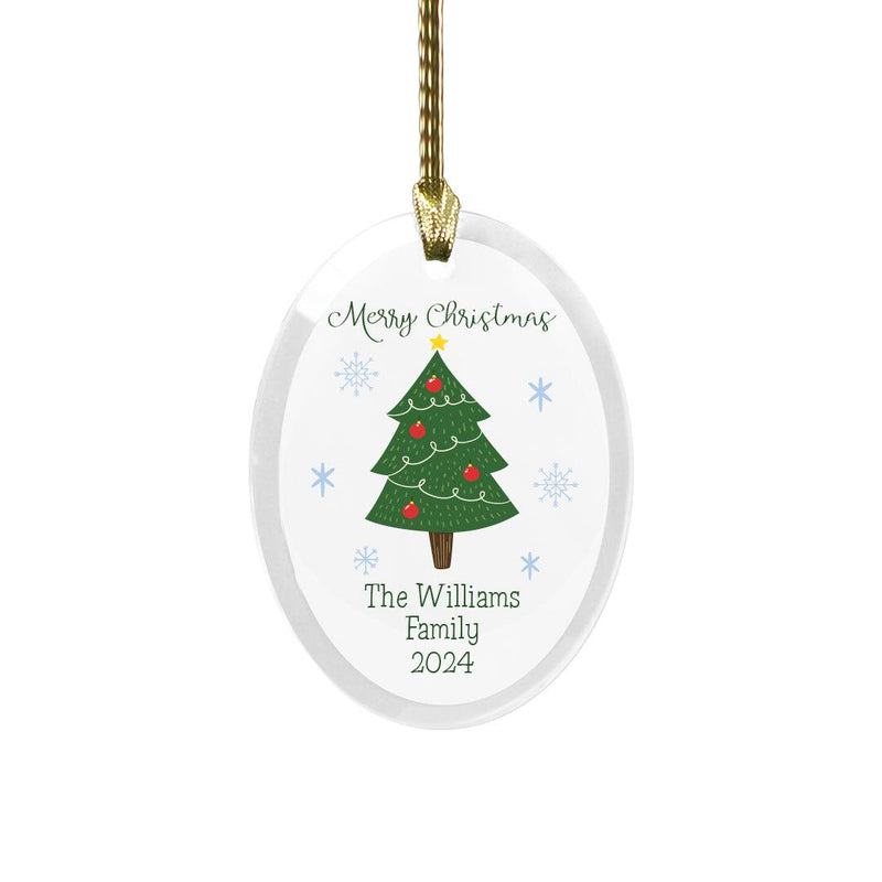 Personalized Family Name Christmas Tree Jade Glass Ornament -  - Gifts For You Now