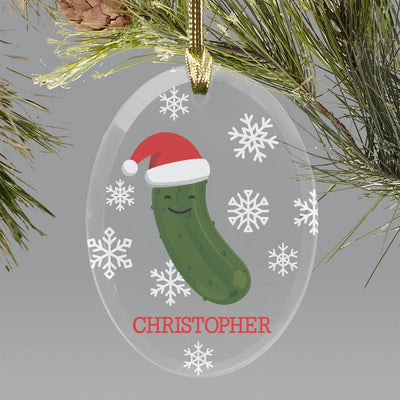 Personalized Pickle with Santa Hat Ornament -  - Gifts For You Now