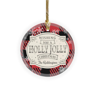 Personalized Holly Jolly Round Glass Ornament -  - Gifts For You Now