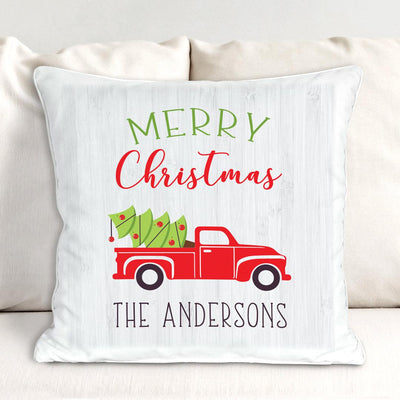 Personalized Red Truck Christmas Throw Pillow Sham -  - Gifts For You Now