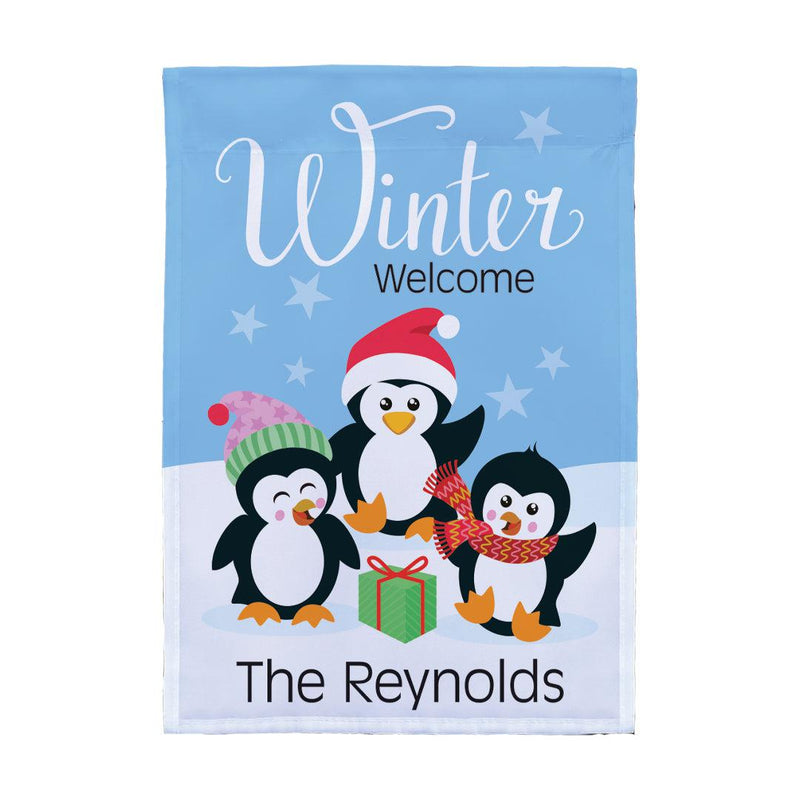 Personalized Winter Welcome Penguins Garden Flag -  - Gifts For You Now