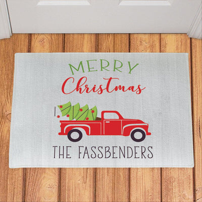 Personalized Red Truck Christmas Doormat -  - Gifts For You Now