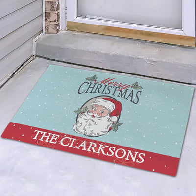 Personalized Merry Christmas Santa with Holly Door Mat -  - Gifts For You Now