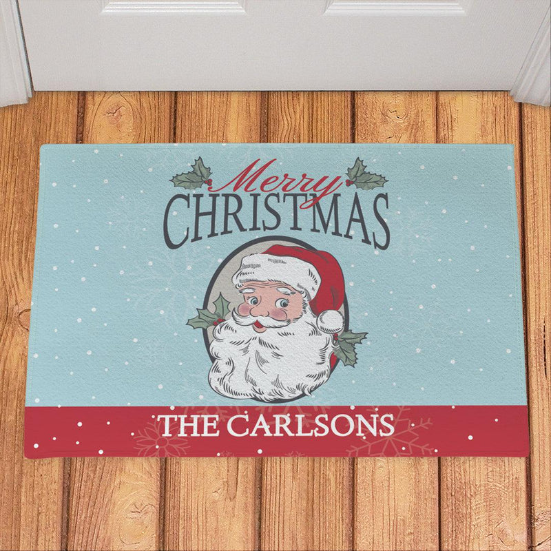 Personalized Merry Christmas Santa with Holly Door Mat - 18x24 - Gifts For You Now