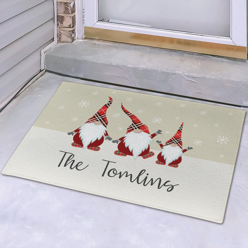 Personalized Plaid Gnome Family Doormat -  - Gifts For You Now