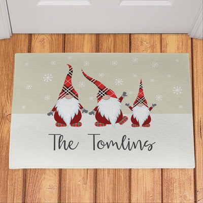 Personalized Plaid Gnome Family Doormat -  - Gifts For You Now