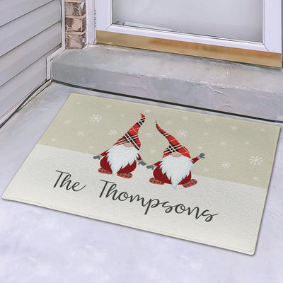 Personalized Plaid Gnome Family Doormat -  - Gifts For You Now