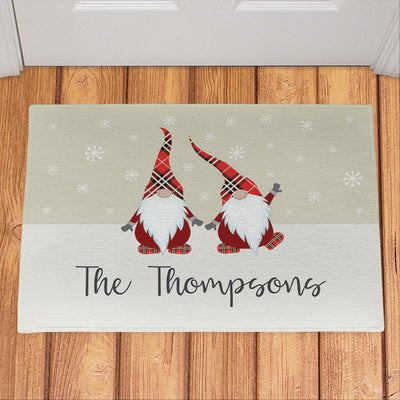 Personalized Plaid Gnome Family Doormat -  - Gifts For You Now