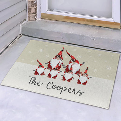 Personalized Plaid Gnome Family Doormat -  - Gifts For You Now