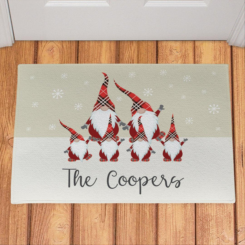 Personalized Plaid Gnome Family Doormat -  - Gifts For You Now