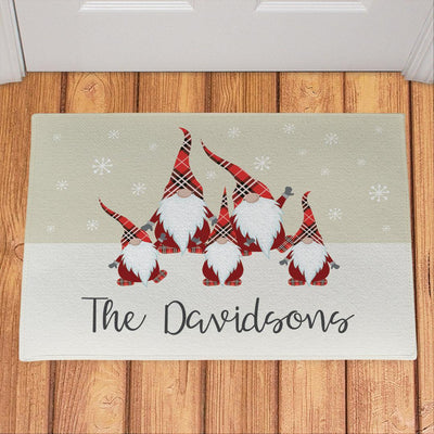 Personalized Plaid Gnome Family Doormat -  - Gifts For You Now