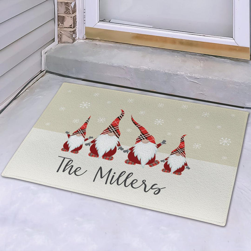 Personalized Plaid Gnome Family Doormat -  - Gifts For You Now