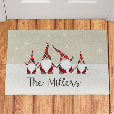 Personalized Plaid Gnome Family Doormat -  - Gifts For You Now