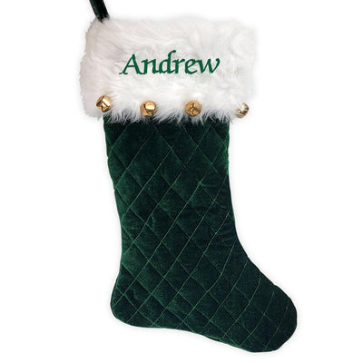 Personalized Any Name Green Quilted Stocking -  - Gifts For You Now