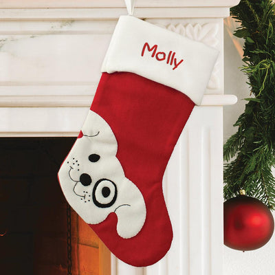 Personalized Red Wool Puppy Dog Stocking -  - Gifts For You Now