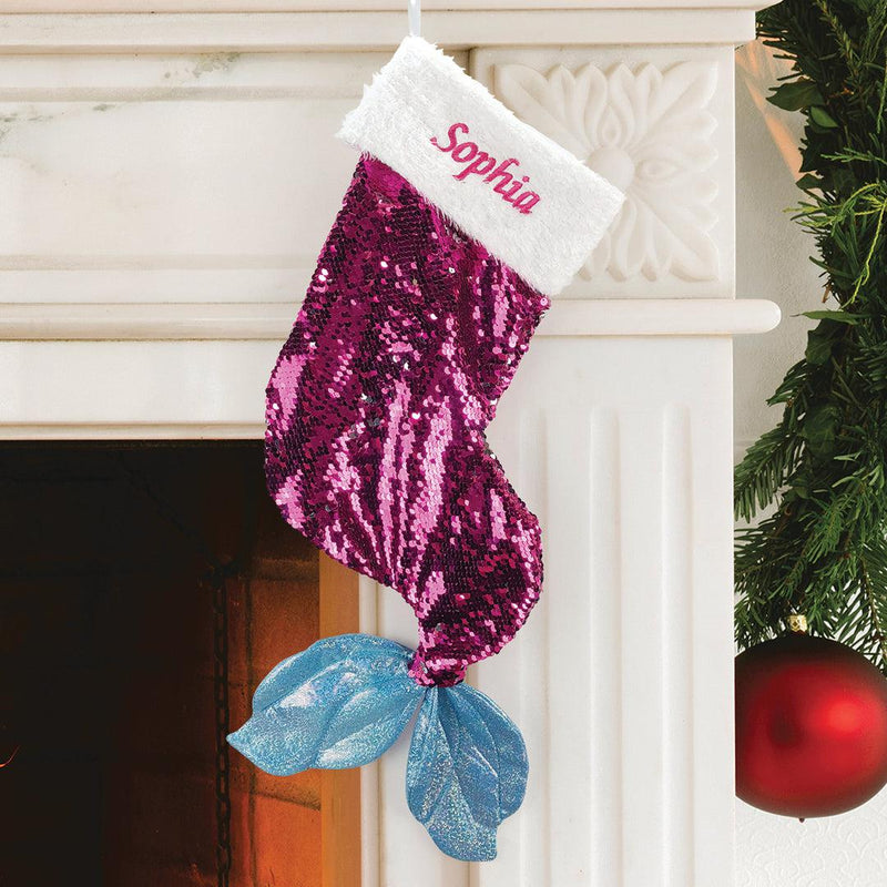 Personalized Mermaid Christmas Stocking - Pink - Gifts For You Now