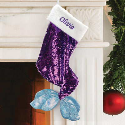 Personalized Mermaid Christmas Stocking - Lilac - Gifts For You Now