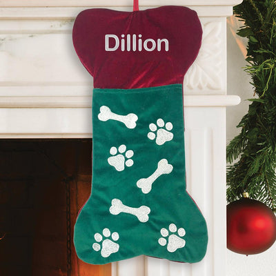 Personalized Bone Holiday Dog Stocking -  - Gifts For You Now