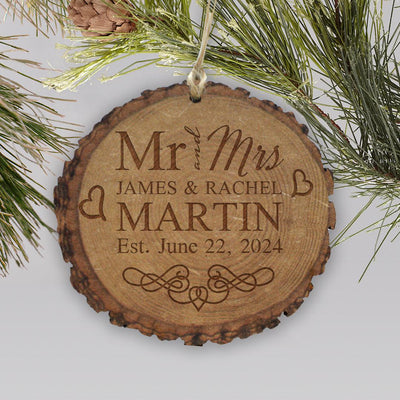 Personalized Mr and Mrs Wood Ornament -  - Gifts For You Now