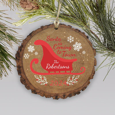 Personalized Santa is Coming to Town Wood Ornament -  - Gifts For You Now