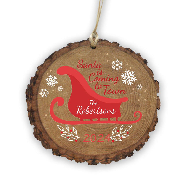 Personalized Santa is Coming to Town Wood Ornament -  - Gifts For You Now