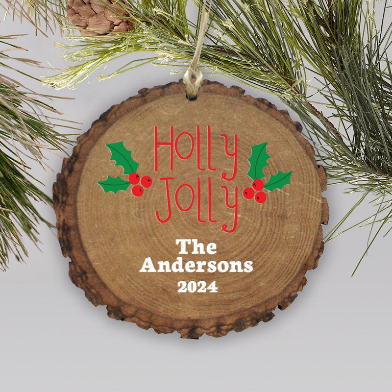 Personalized Holly Jolly Wood Ornament -  - Gifts For You Now