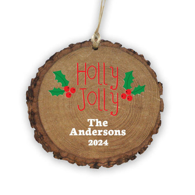 Personalized Holly Jolly Wood Ornament -  - Gifts For You Now