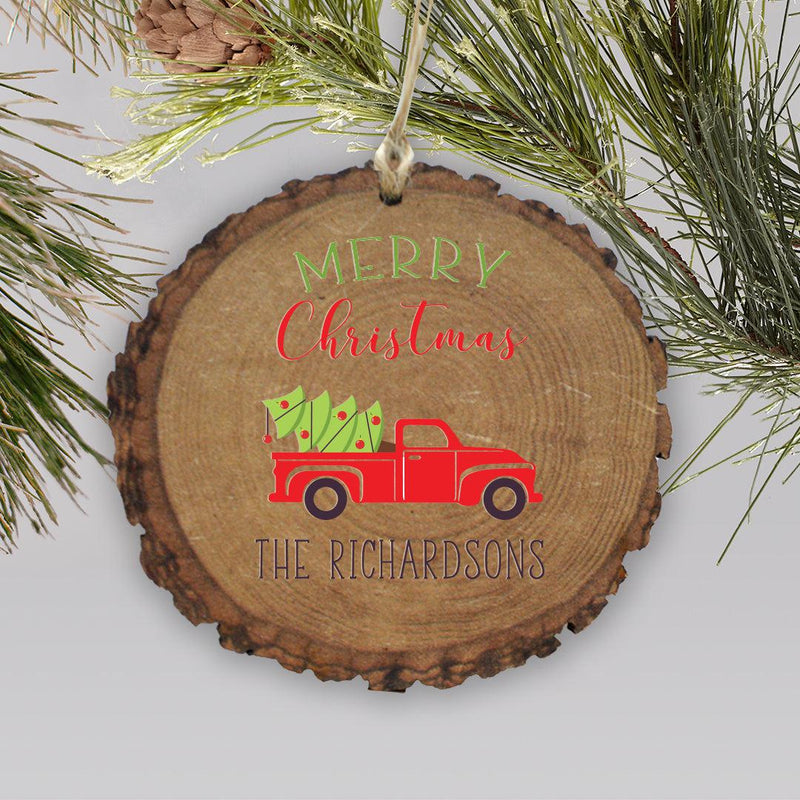 Personalized Red Truck Christmas Bark Ornament -  - Gifts For You Now