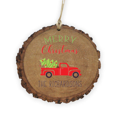 Personalized Red Truck Christmas Bark Ornament -  - Gifts For You Now