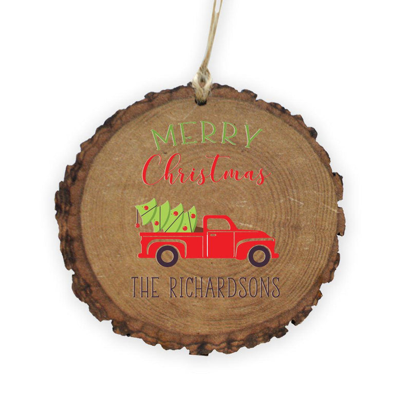 Personalized Red Truck Christmas Bark Ornament -  - Gifts For You Now