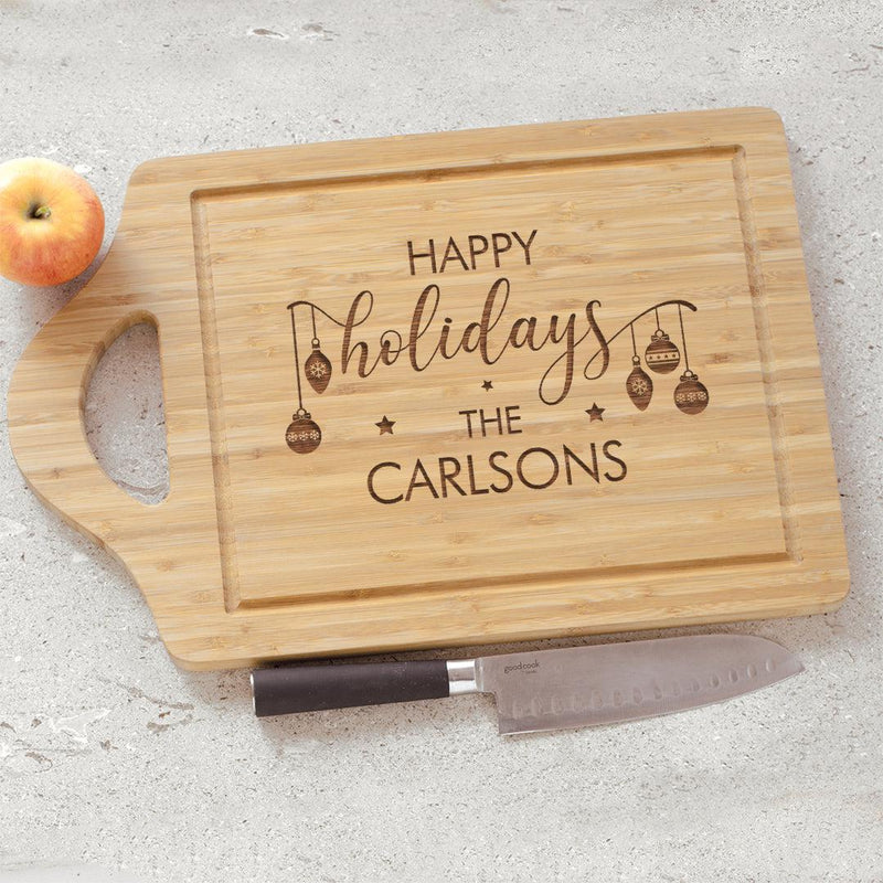 Personalized Happy Holidays Large Bambooo Cutting Board -  - Gifts For You Now