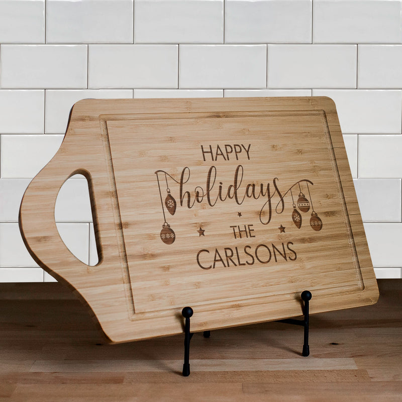 Personalized Happy Holidays Large Bambooo Cutting Board -  - Gifts For You Now