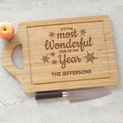 Personalized Most Wonderful Time of the Year Bamboo Cutting Board -  - Gifts For You Now