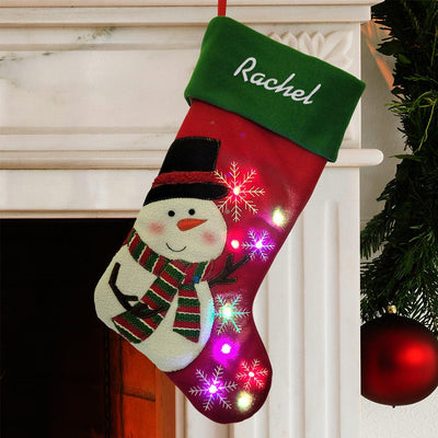 Personalized White Thread Snowman Stocking -  - Gifts For You Now