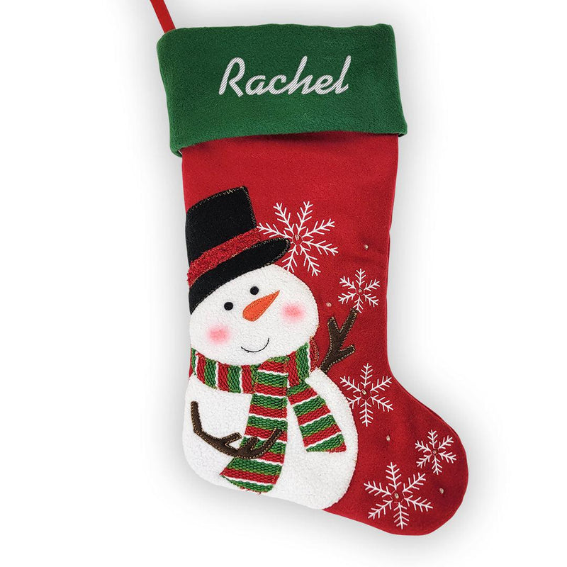 Personalized White Thread Snowman Stocking -  - Gifts For You Now