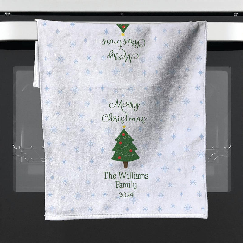 Personalized Family Name Christmas Tree Velour Hand/Sports Towel -  - Gifts For You Now