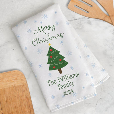 Personalized Family Name Christmas Tree Velour Hand/Sports Towel -  - Gifts For You Now