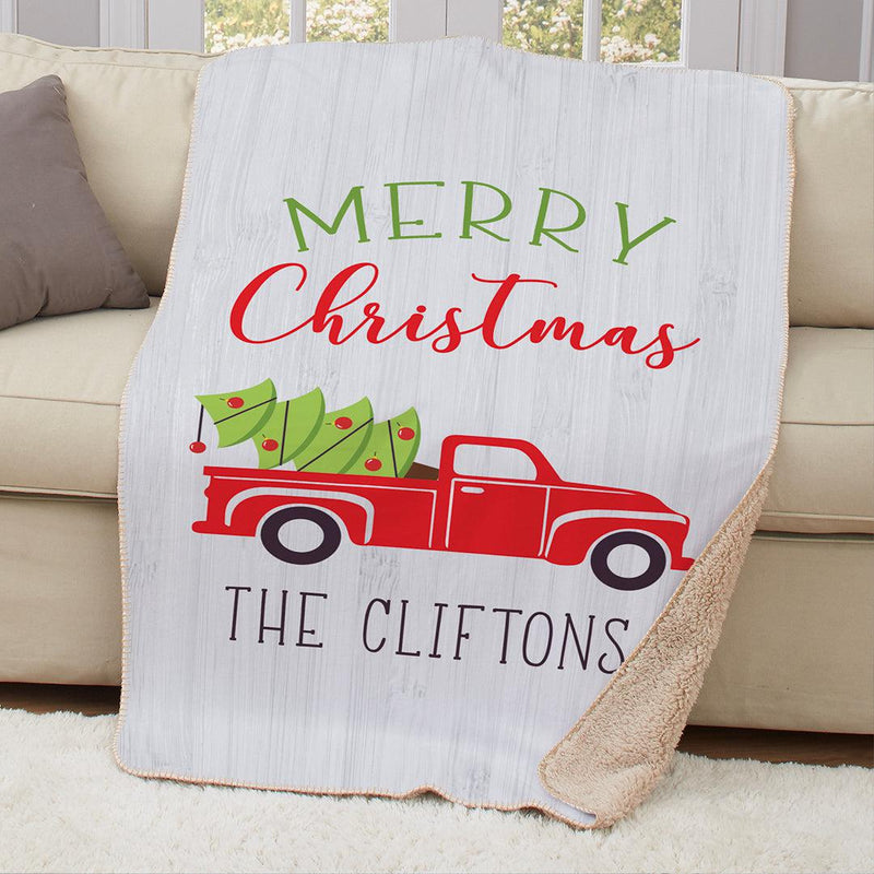 Personalized Red Truck Christmas Throw Blanket -  - Gifts For You Now