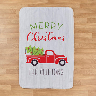 Personalized Red Truck Christmas Throw Blanket -  - Gifts For You Now