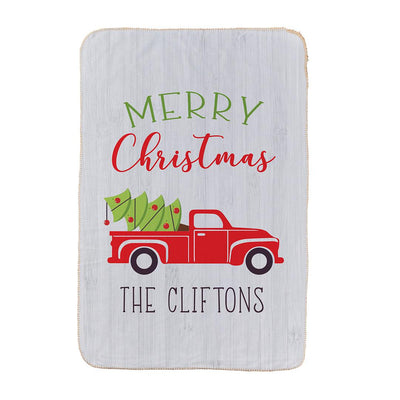 Personalized Red Truck Christmas Throw Blanket -  - Gifts For You Now