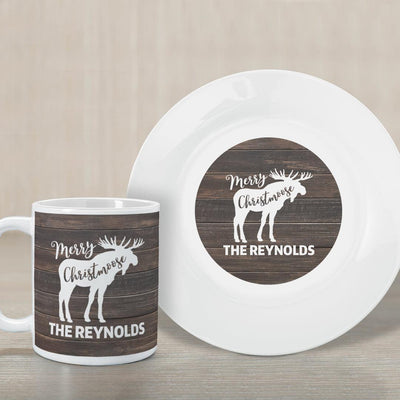 Personalized Merry Christmoose Plate And Mug Set -  - Gifts For You Now