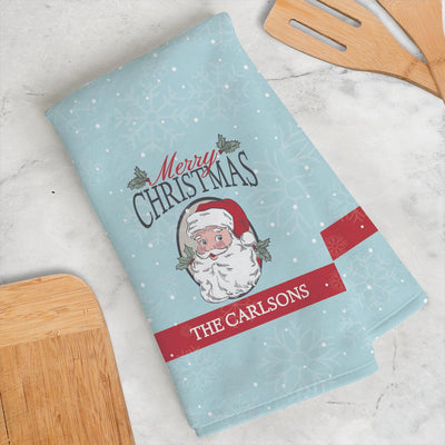 Personalized Merry Christmas Santa with Holly Velour Hand/Sports Towel -  - Gifts For You Now